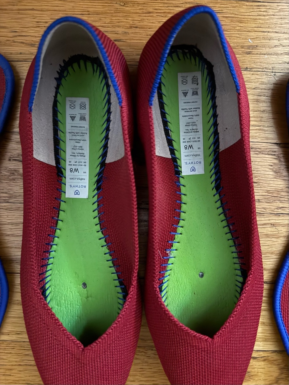 Rothy's the Point Red Pointed Toe Flats - Picture 2 of 4